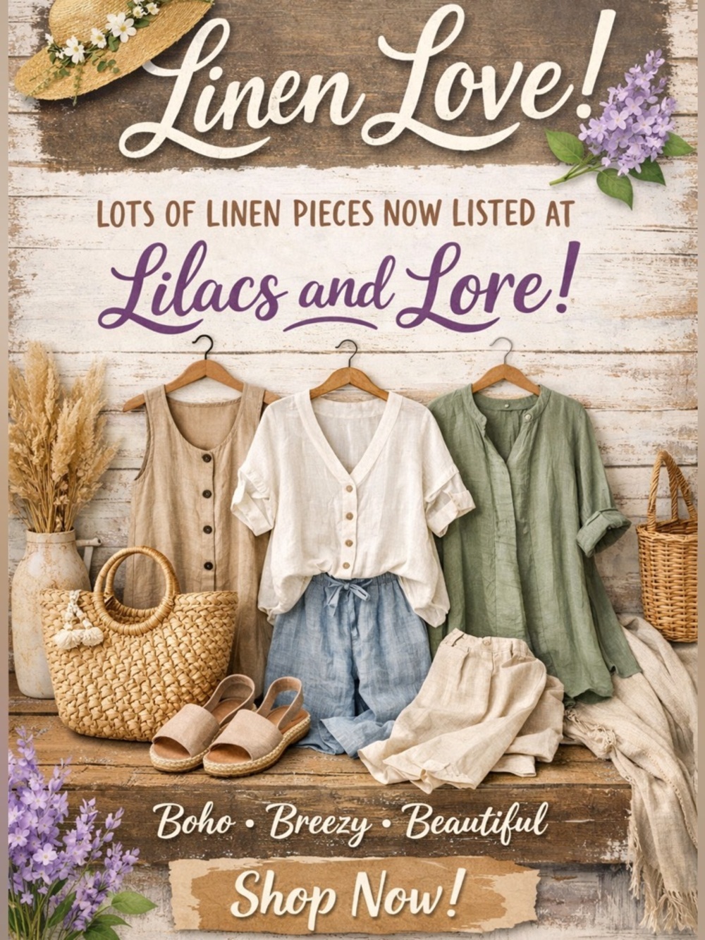 Linen Tops, dresses and more! All sizes